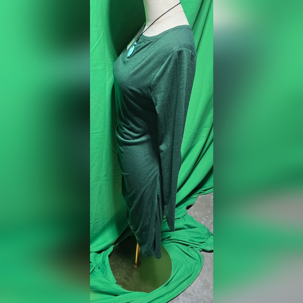 Bodycon Ruched Long Sleeve Dress Dark Green NWT, KIRUNDO Boutique, Size 3 Ladies - Picture 7 of 13